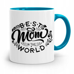 Kubek Błękitny Dla Mamy Best Mom World Prezent