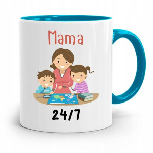 Kubek Błękitny Dla Mamy Mama 24/7 Prezent