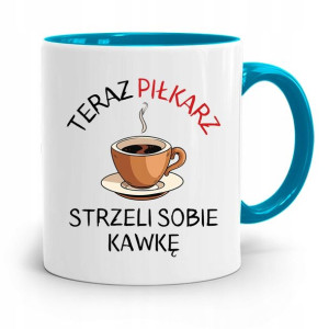 Kubek Błękitny Dla Piłkarza Zawodnika Strzeli