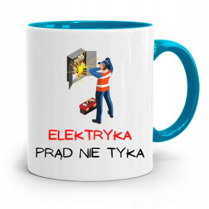 Kubek Błękitny Prezent Dla Elektryka Prąd Nie Tyka