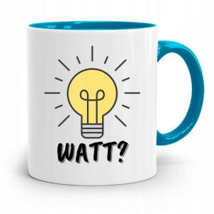 Kubek Błękitny Prezent Dla Elektryka Żarówka Watt?