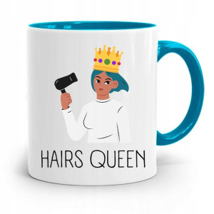 Kubek Błękitny Prezent Dla Fryzjerki Hairs Queen