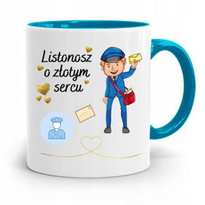 Kubek Błękitny Prezent Dla Listonosza Złotym Sercu