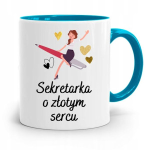 Kubek Błękitny Prezent Dla Sekretarki O Złotym