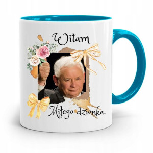 Kubek Błękitny Śmieszny Pis Jarosław Kaczyński