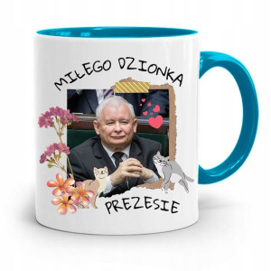 Kubek Błękitny Śmieszny Pis Jarosław Kaczyński