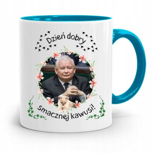 Kubek Błękitny Śmieszny Pis Jarosław Kaczyński