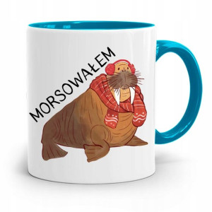 Kubek Błękitny Śmieszny Zabawny Morsowałem Prezent
