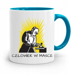 Kubek Błękitny Spawacza Człowiek W Masce