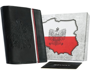 Pionowy portfel męski ze skóry naturalnej z motywem patriotycznym