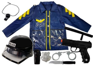 Strój Zestaw Policjant Przebranie Kostium dla Dziecka Kask Pistolet Kajdank