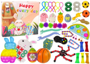 Zestaw Zabawek Wielkanocnych Fidget Toys Pop It Squishy Antystresowe 42 El