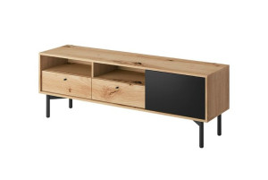 PIASKI FLOW Szafka RTV 151x41x53 cm dąb artisan / czarny perlisty
