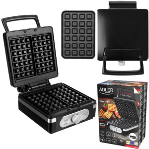 Gofrownica Na 2 Chrupiące Gofry Xxl 2000w Non-stick Adler Ad3056