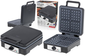 Gofrownica Na 4 Chrupiące Gofry Xxl 1800w Non-stick Adler Ad3049