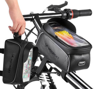 Wozinsky torba rowerowa na ramę z etui na telefon 2 l czarna WBB17BK