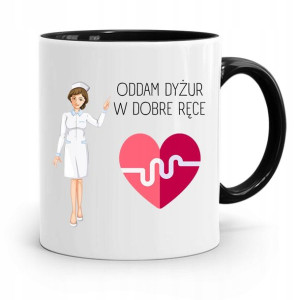 Kubek Czarny Dla Pielęgniarki Dyżur W Dobre Ręce