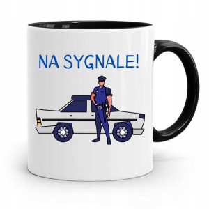 Kubek Czarny Dla Policjanta Policjantki Na Sygnale