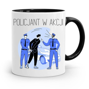 Kubek Czarny Dla Policjanta Policjantki W Akcji