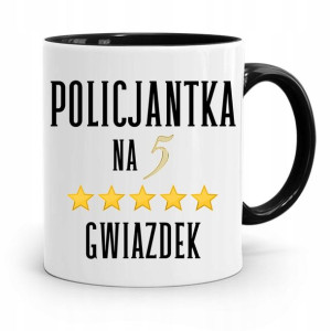 Kubek Czarny Dla Policjantki Na Pięć Gwiazdek