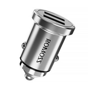 Ładowarka samochodowa Romoss AT24D, 2x USB, 24W (srebrna)
