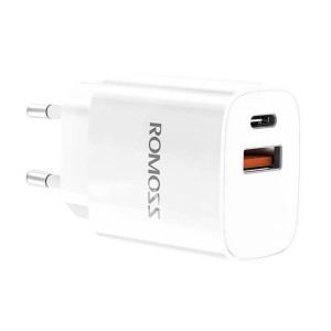 Ładowarka sieciowa Romoss AC20T, USB + USB-C, 20W (biała)