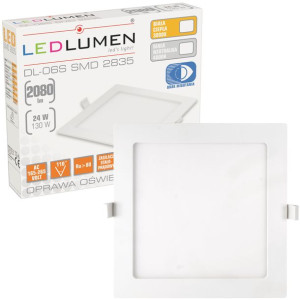 Panel LED Podtynkowy 24W=130W 2080lm Plafon Lampa Sufitowa Ciepła LEDLUMEN