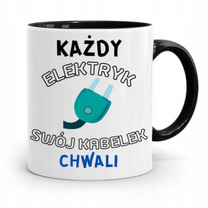 Kubek Czarny Elektryka Każdy Swój Kabel Chwali