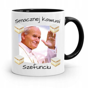 Kubek Czarny Jan Paweł Ii Papież Smacznej Kawusi