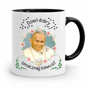 Kubek Czarny Jan Paweł Ii Papież Smacznej Kawusi