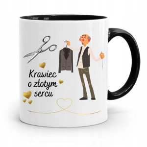 Kubek Czarny Krawcowej O Złotym Sercu Prezent