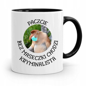 Kubek Czarny Nosacz Janusz Bez Maseczki Chodzi