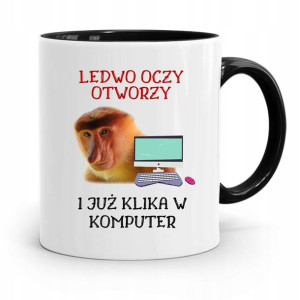 Kubek Czarny Nosacz Janusz Ledwo Oczy Otworzy