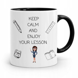 Kubek Czarny Prezent Dzień Nauczyciela Keep Calm