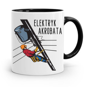 Kubek Czarny Prezent Elektryka Elektryk Akrobata