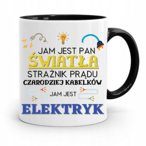 Kubek Czarny Prezent Elektryka Jam Pan Światła