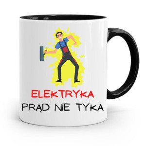 Kubek Czarny Prezent Elektryka Prąd Nie Tyka