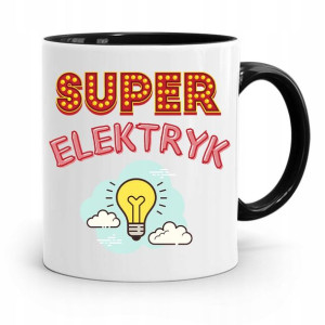 Kubek Czarny Prezent Elektryka Super Elektryk