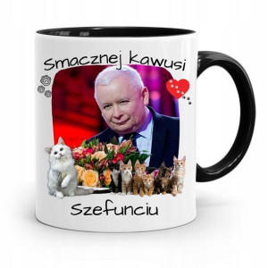 Kubek Czarny Śmieszny Pis Jarosław Kaczyński