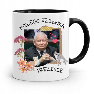 Kubek Czarny Śmieszny Pis Jarosław Kaczyński