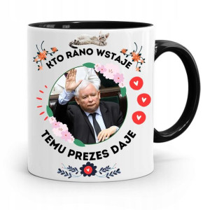 Kubek Czarny Śmieszny Pis Jarosław Kaczyński