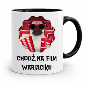 Kubek Czarny Śmieszny Zabawny Chodź Na Film Wariat