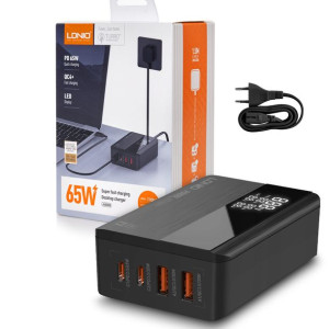 Ładowarka USB 65W PD QC3.0 4-portowa wyświetlacz