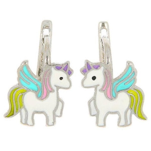 Srebrne kolczyki dziecięce pr. 925 angielskie zapięcie jednorożec unicorn