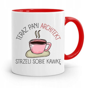 Kubek Czerwony Architekta Strzeli Sobie Kawkę