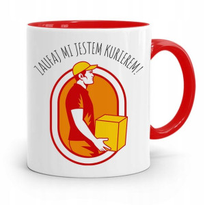 Kubek Czerwony Dla Kuriera Zaufaj Mi! Prezent