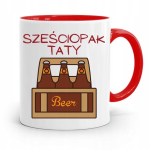 Kubek Czerwony Dla Taty Ojca Sześciopak Taty
