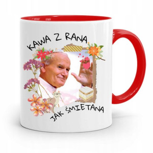 Kubek Czerwony Jan Paweł Ii Papaj Kawa Z Rana