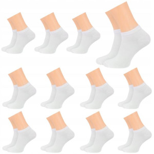 12x Skarpety Stopki Bawełniane Damskie Białe 35-38