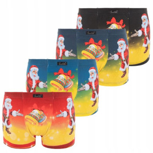 4x Bokserki Świąteczne Bawełniane Mikołaj Roz. Xl